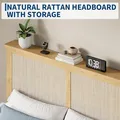 GAOMON Queen Wood Bed Frame with LED Rattan Headboard: view 3