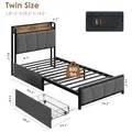 GAOMON Twin Bed Frame with Storage Drawers and Charging: view 2