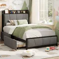 GAOMON Twin Bed Frame with Storage Drawers and Charging: view 3