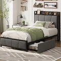 GAOMON Twin Bed Frame with Storage Drawers and Charging: view 4