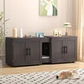 GAOMON walnut double-room cat litter box enclosure furniture