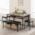 GAOMON Dining Table Set for 4 with Storage Bench: view 3