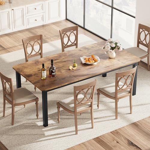 GAOMON brown 78 inch long dining table for 6 to 8 people