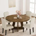 GAOMON rustic brown 47 inch round dining table with wood cross pedestal base