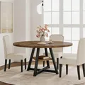 GAOMON brown 47 inch round dining table with metal legs and open storage shelf