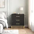 GAOMON 3 Drawer Dresser with Metal Handles, Black: view 4