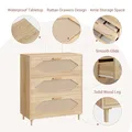 GAOMON 31.5 Inch 3 Drawer Rattan Dresser, Oak: view 4