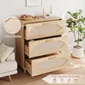 GAOMON 31.5 Inch 3 Drawer Rattan Dresser, Oak: view 5