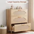 GAOMON 31.5 Inch 3 Drawer Rattan Dresser, Oak: view 6