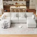 GAOMON beige 136 inch U-shaped modular sectional sofa in a living room