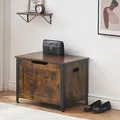 GAOMON vintage brown lift-top storage chest with metal frame