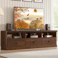 GAOMON brown 70 inch modern TV stand with open shelves and storage drawers